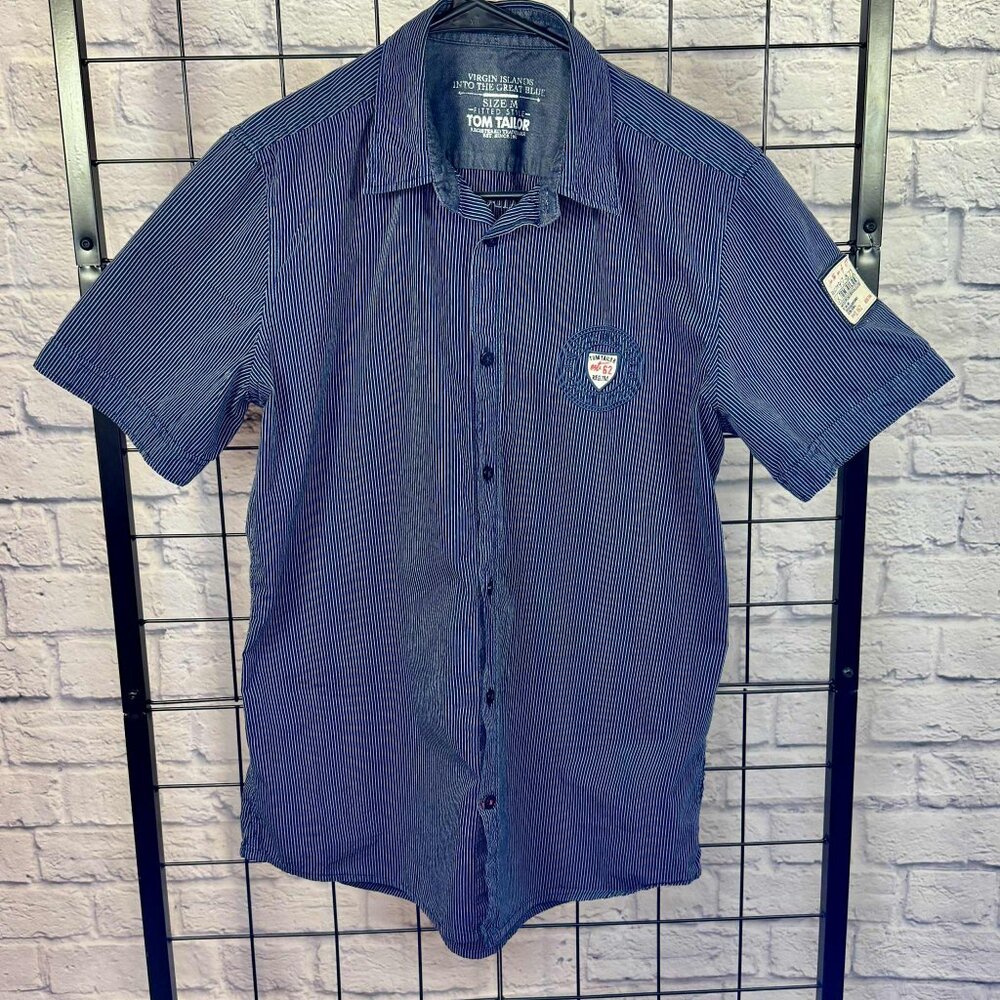 Tom Tailor Men's Striped Short Sleeve Shirt - Size M